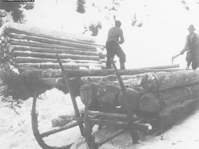 Datei-Vorschaubild - Bergbaumuseum_Ziehschlitten Holztransport Trui_1955.jpg