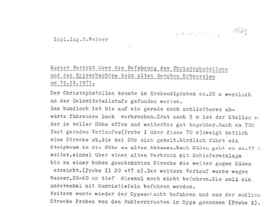 Datei-Vorschaubild - Welser_Bericht Befahrung Christophstollen Gypsschacht_1971.pdf