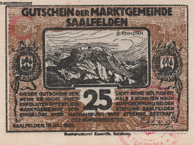 Datei-Vorschaubild - Karminski-Oswald_Notgeld-25-Heller Saalfelden Birnhorn Ebersbergkar_1920.jpg
