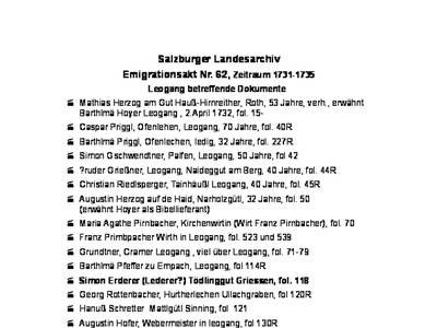 Datei-Vorschaubild - Landesarchiv_Emigrationsakt-62 Dokumentenverzeichnis_1732-1735.pdf