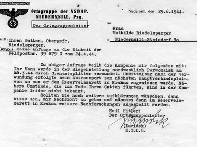 Datei-Vorschaubild - Bergbaumuseum_Auskunft Todesfall Riedlsperger_1944.jpg