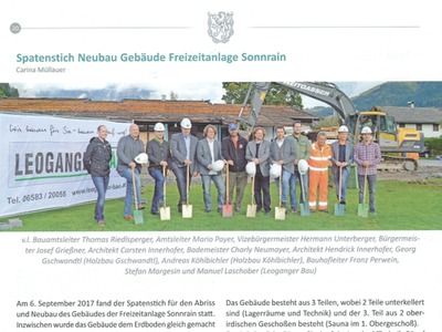 Datei-Vorschaubild - Gemeindezeitung Müllauer-Carina_Spatenstich-Neubau-Gebäude-Freizeitanlage-Sonnrain_2017.pdf