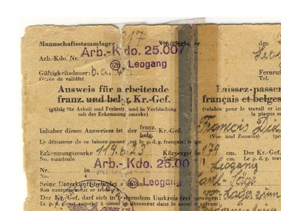 Datei-Vorschaubild - Bergbaumuseum_Ausweis Kriegsgefangener Duclercq-Francois_1944.pdf