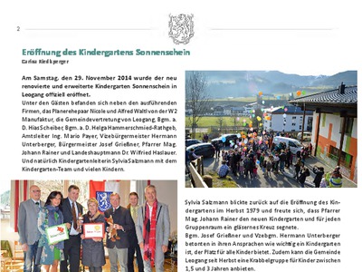 Datei-Vorschaubild - Gemeindezeitung Riedlsperger-Carina_Eröffnung Kindergarten-Sonnenschein_2014.pdf