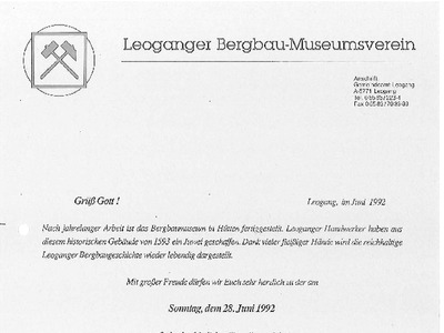 Datei-Vorschaubild - Bergbau-Museumsverein_Einweihung Programm_1992.pdf