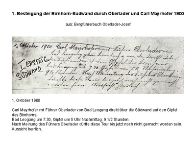 Datei-Vorschaubild - Bergbaumuseum_Bergführerbuch Oberlader-Josef Erstbesteigung Birnhornsüdwand Mayrhofer-Carl 1900_1900.pdf